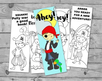 Printable Pirate Bookmarks Coloring Student Gifts Printable | Etsy