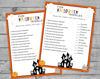 Printable Halloween Activity For Kids, Halloween Party Game, Fun Halloween Riddles with Answers
