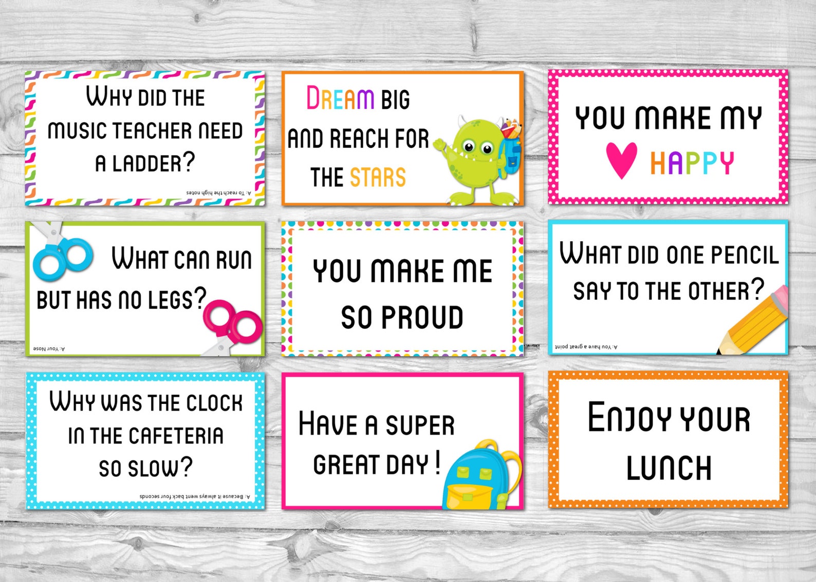 Printable Monster Lunch Box Notes, School Lunch Notes, Printable Kids Lunchbox Jokes - Etsy
