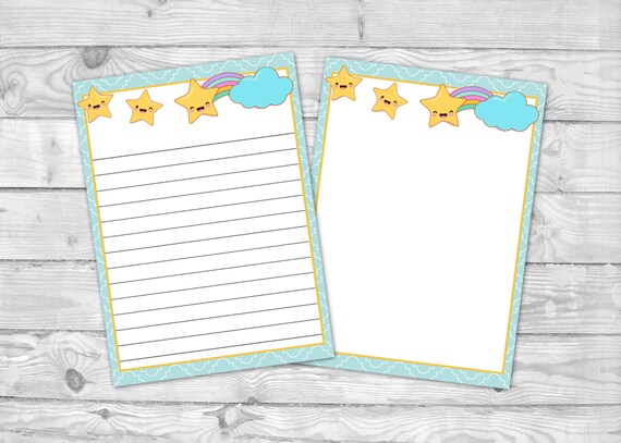 printable note paper kawaii stationery cute writing paper etsy canada