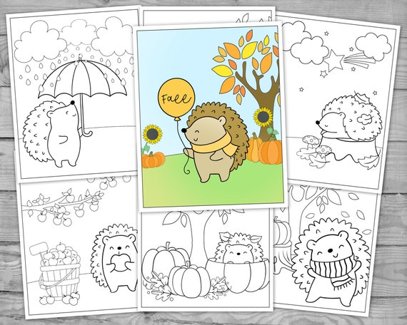 Printable Fall Coloring for Kids Fall Hedgehog Activity