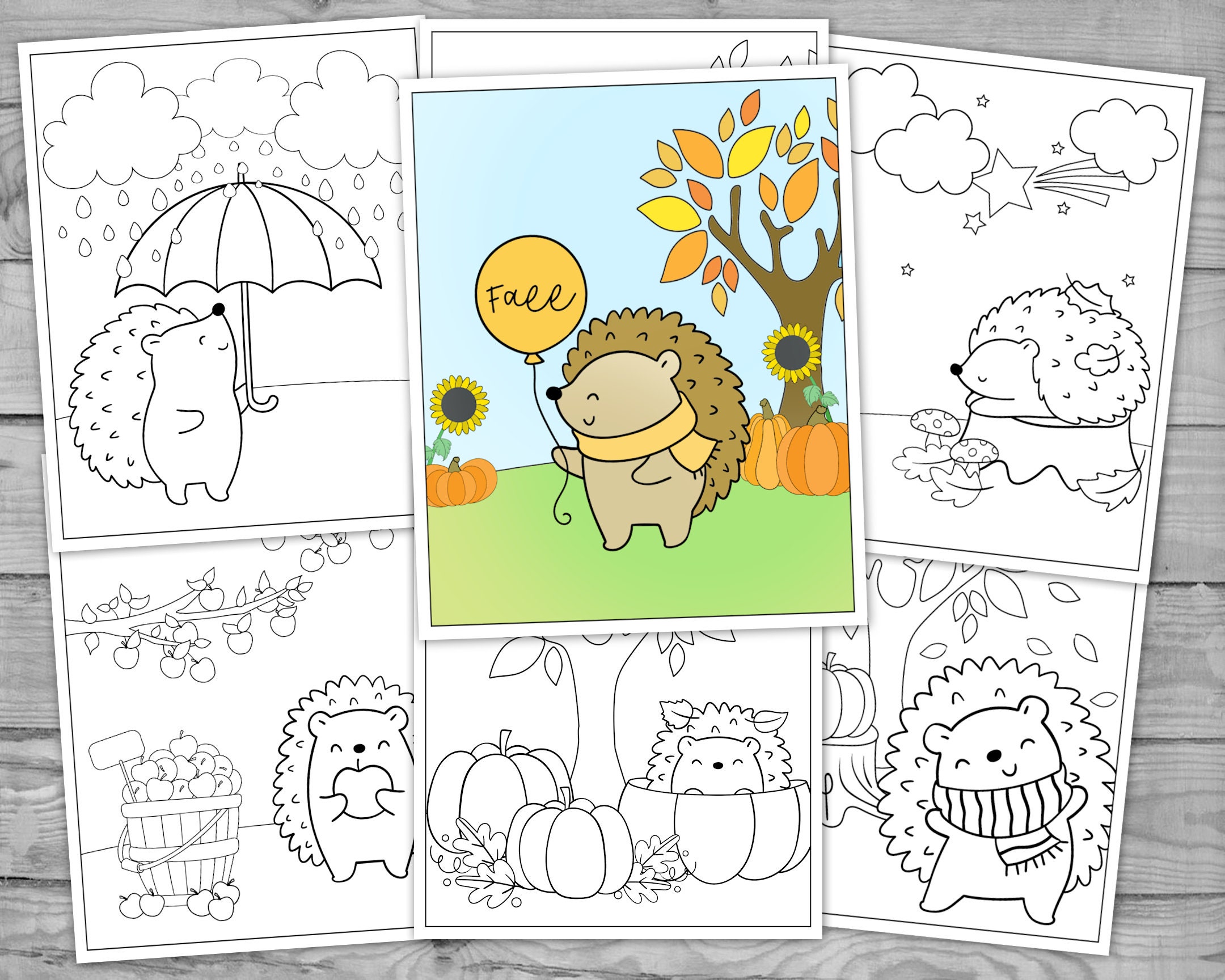 Ausmalbilder zum Ausdrucken für Kinder, Herbst Igel Aktivität