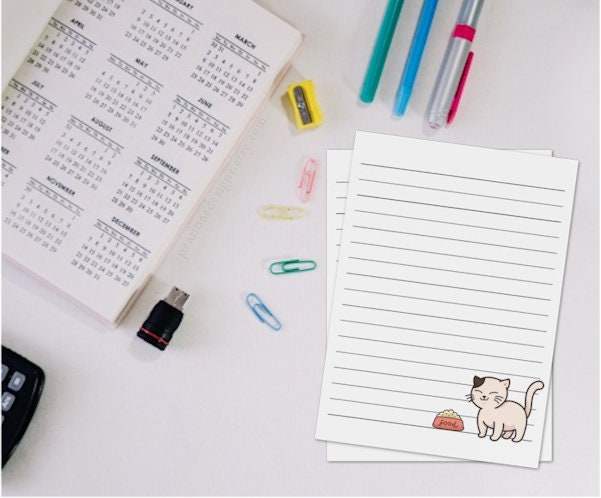 Printable Cat Note Pages / Note Paper / Decorative Writing Paper ...