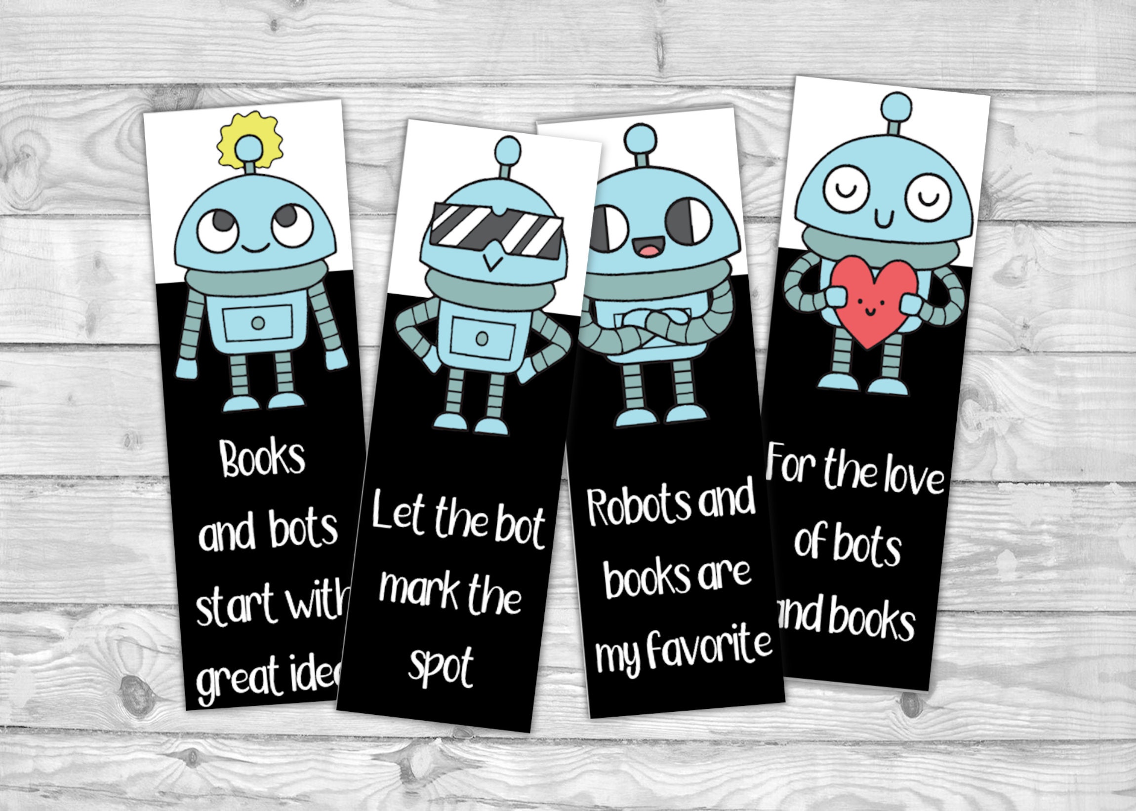 Printable Robot Bookmarks, Student Gifts, Robot Bookmarks for Kids - Etsy