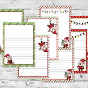 Papel de nota de Natal para impressão - Estacionário de Natal - Papel para escrever do Papai Noel