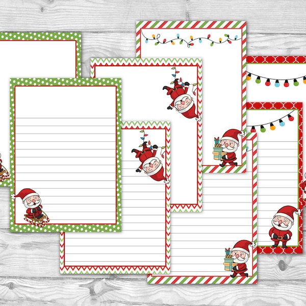 Printable Christmas Note Paper - Christmas Stationary - Santa Writing Paper