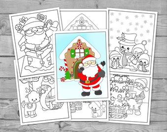 Printable Christmas Coloring for Kids, Christmas Activity Coloring Pages, Santa Coloring Sheets