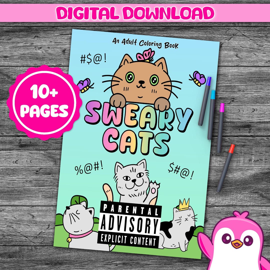 Printable Swearing Cats Coloring Book, Adult Humor, Bold and Easy ...