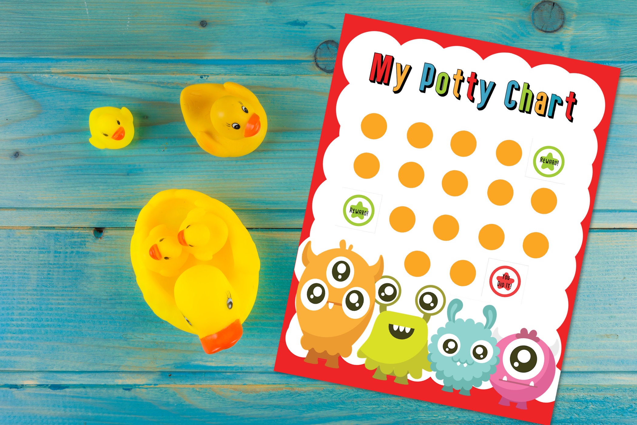 Printable Monster Potty Chart, Kid's Sticker Chart, Instant Download Potty Training Chart ...