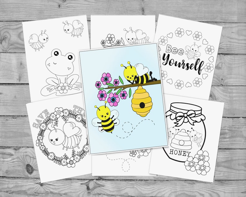 Printable Bumble Bee Coloring for Kids Cute Buzzy Bee - Etsy