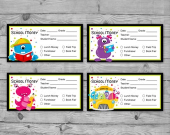 Printable Envelope Stickers, School Money Stickers for Envelopes, School Stickers