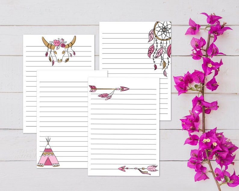 Printable Boho Note Pages / Bohemian Note Paper / Writing Paper / Blank ...