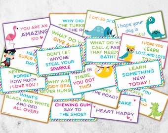 Printable Lunch box notes, School Lunch Notes, Printable Kids Lunchbox Jokes