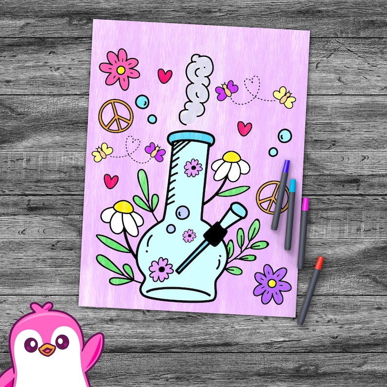 High Vibes Stoner Doodle Coloring Pages, Adult Coloring Book (PDF) - Etsy