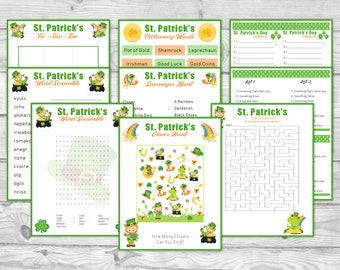 Printable St. Patrick's Day Game Pack, St. Patrick's Party Games, Printable Family Game Set