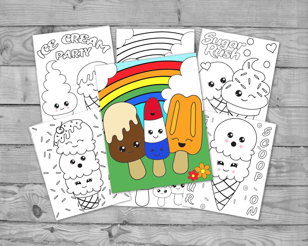 Printable Kawaii Ice Cream Coloring Pages for Kids Ice Cream