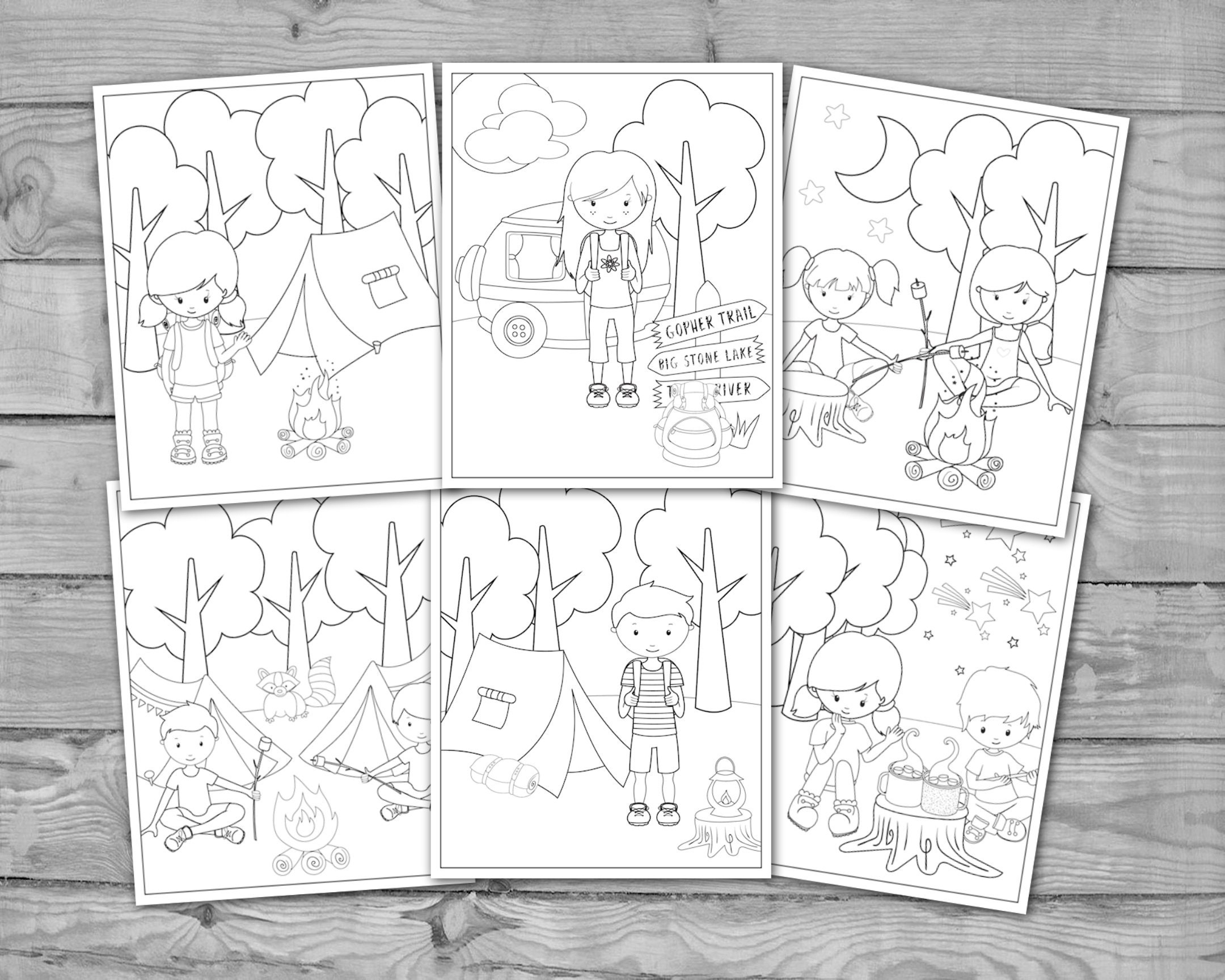 Printable Camping Coloring for Kids Camp Activity Coloring | Etsy