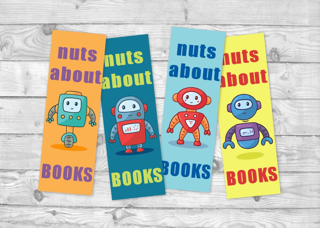 Printable Bookmarks for Students, Student Gifts, Robot Bookmarks for Kids - Etsy