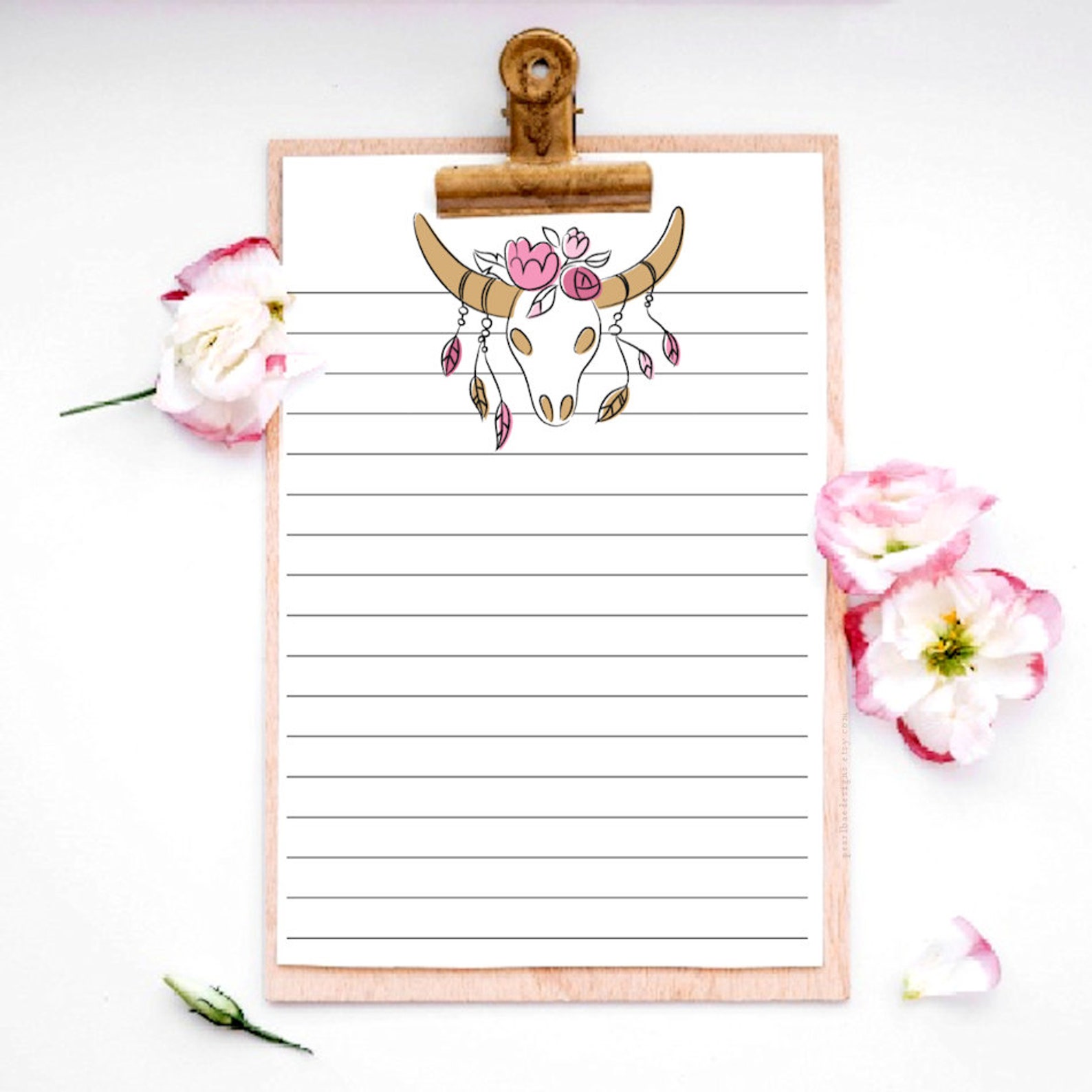 Printable Boho Note Pages / Bohemian Note Paper / Writing Paper / Blank ...