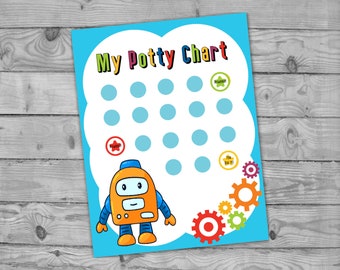 Printable Robot Potty Chart, Kid's Sticker Chart, Instant Download Potty Training Chart, Reward Chart
