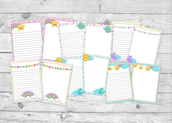printable note paper kawaii stationery cute writing paper etsy