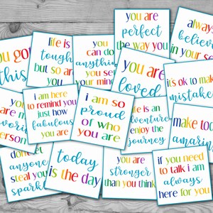 Druckbare Freundlichkeitsnotizen, Motivationskarten, Lunchbox-Notizen, Affirmationskarten