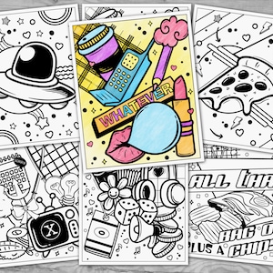 Printable 90s Coloring Pages, 90s Aesthetic, I Love The 90s Coloring Book