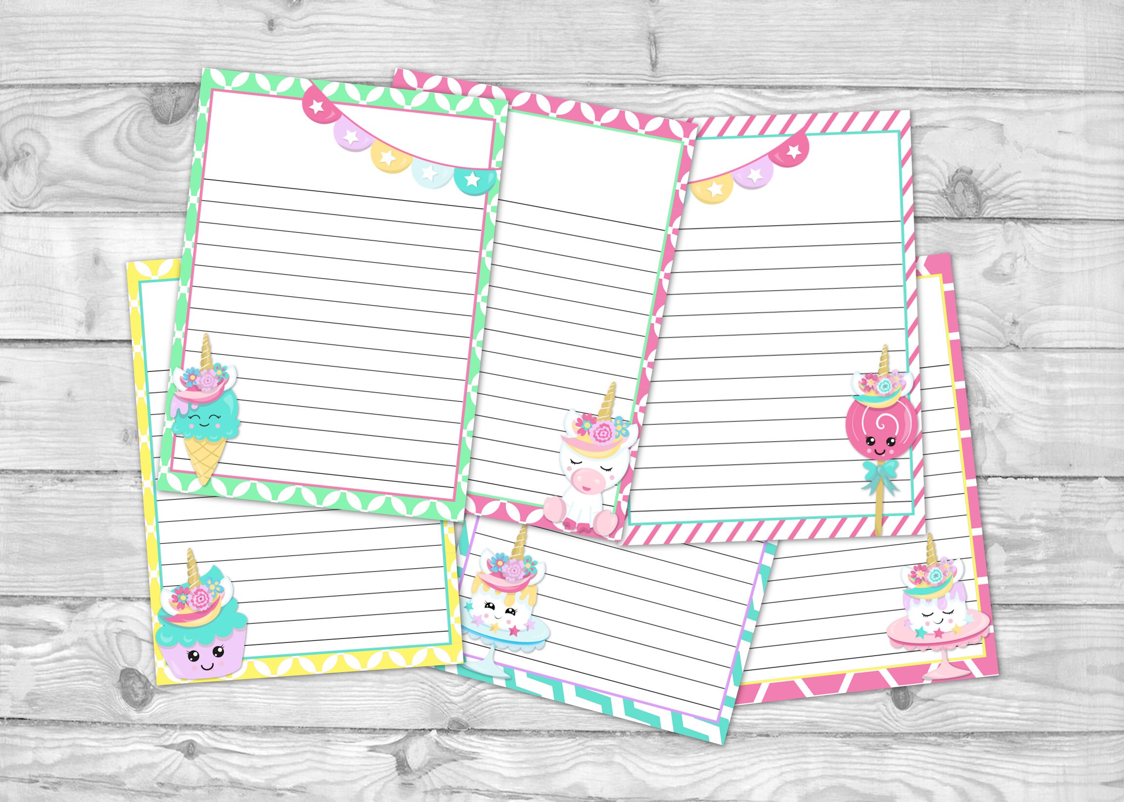 printable note paper kawaii stationary cute writing paper etsy