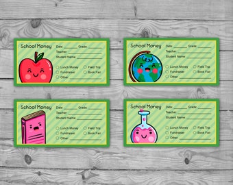 Printable School Money Stickers for Envelopes, School Stickers, Envelope Stickers