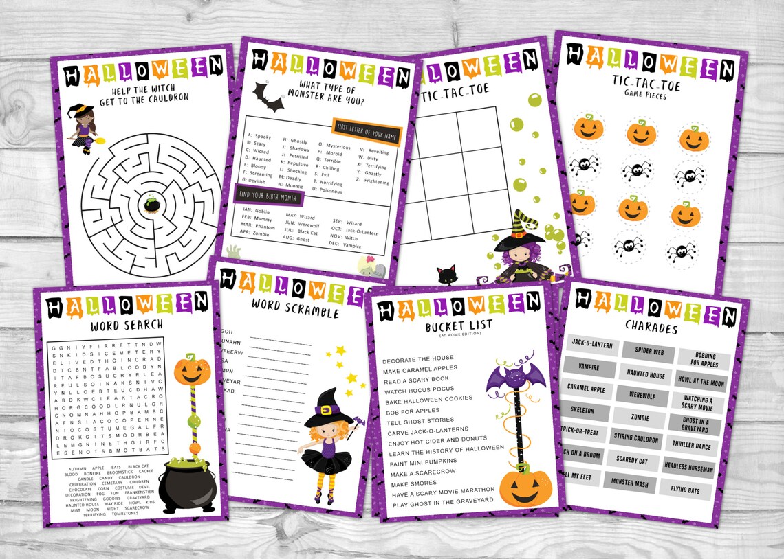 Printable Halloween Game Pack Halloween Party Games | Etsy