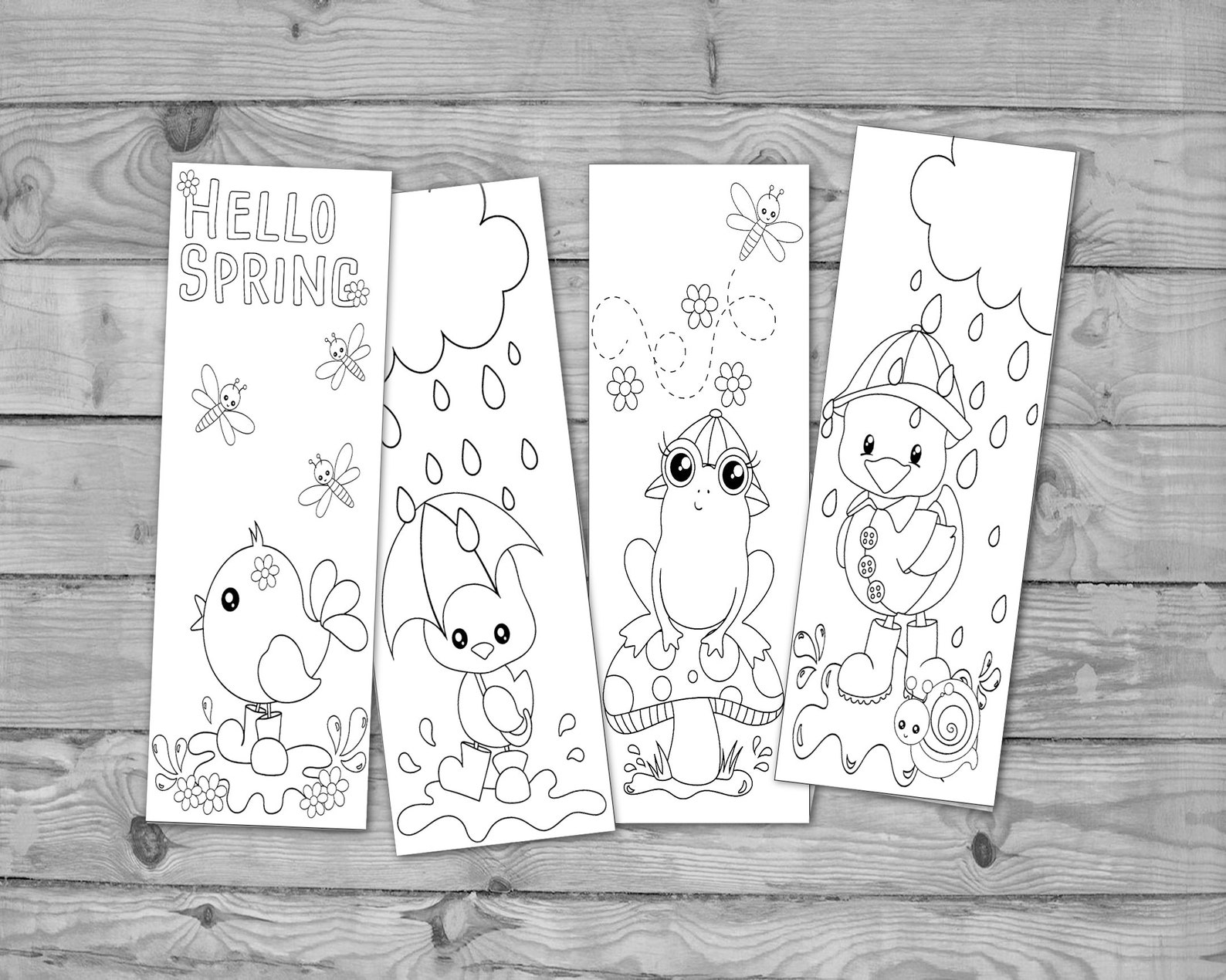 Printable Spring Bookmarks, Coloring, Student Gifts, Printable Favors