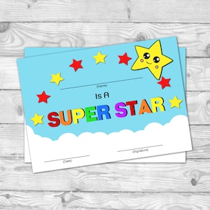 Druckbare Urkunde - Star Student - Klassenzimmer Auszeichnungen - Sofortiger Download PDF Datei - Schulparty