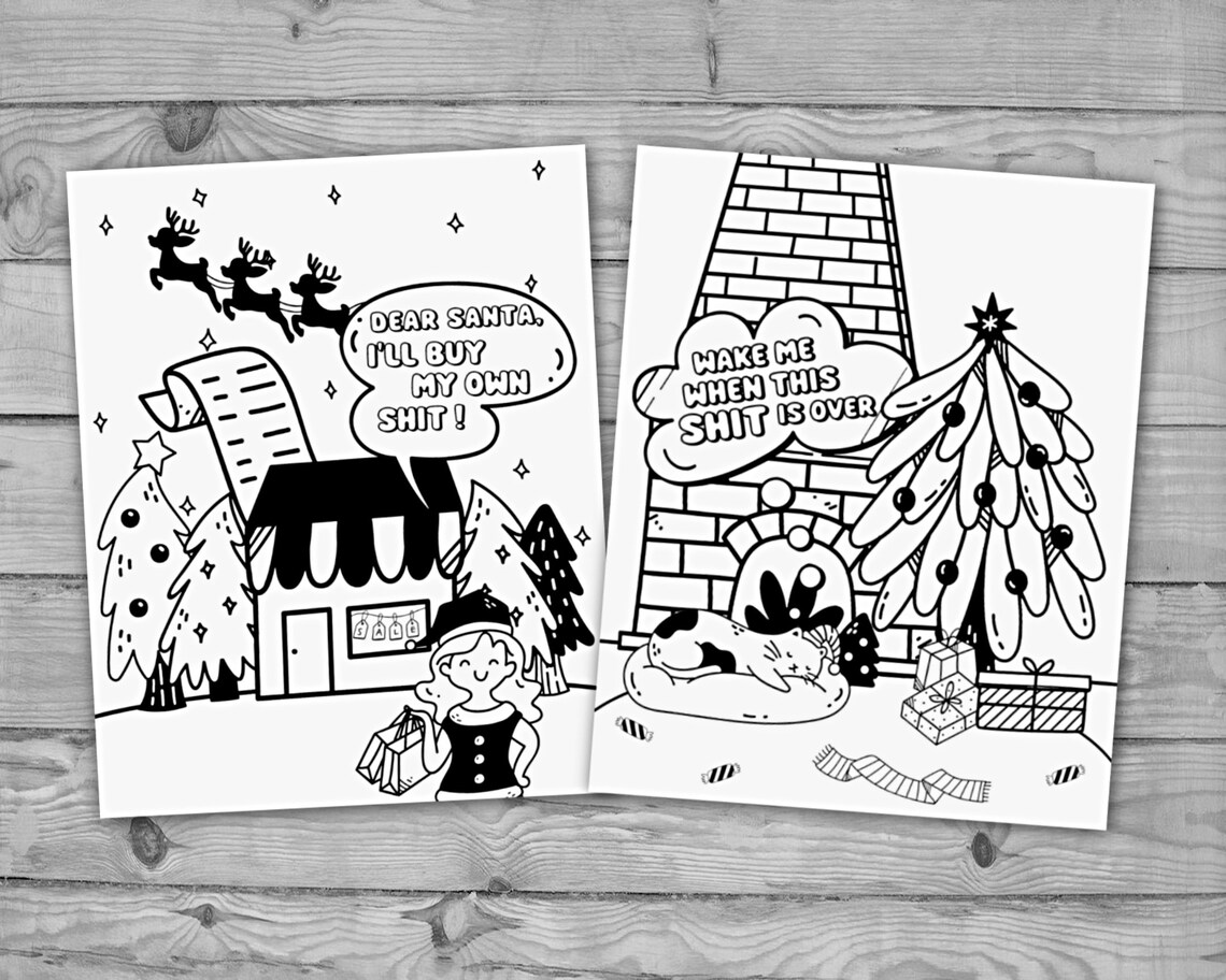 Printable Adult Coloring Pages, Rude Christmas Sweary Coloring Book Etsy