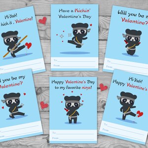 Tarjetas de San Valentín Ninja imprimibles, Tarjetas de San Valentín en el aula, San Valentín escolar