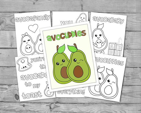 Printable Kawaii Coloring for Kids Avocado Activity Coloring