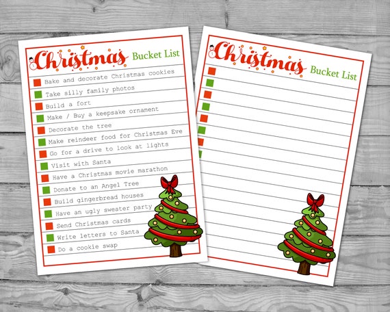 Printable Christmas Bucket List Holiday Bucket List | Etsy