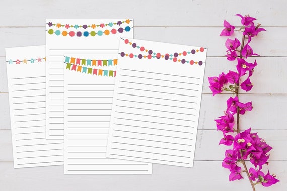 Printable Note Pages Colorful Note Paper Decorative Etsy