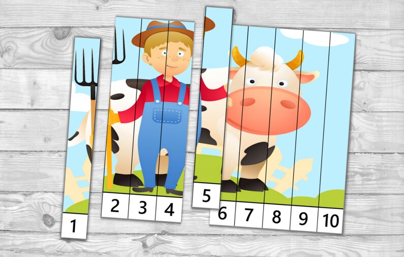 printable preschool farm puzzle set sequence puzzle numbers etsy