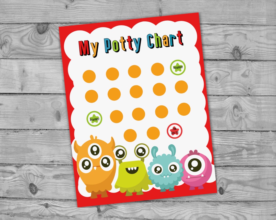 Printable Monster Potty Chart, Kid's Sticker Chart, Instant Download Potty Training Chart ...