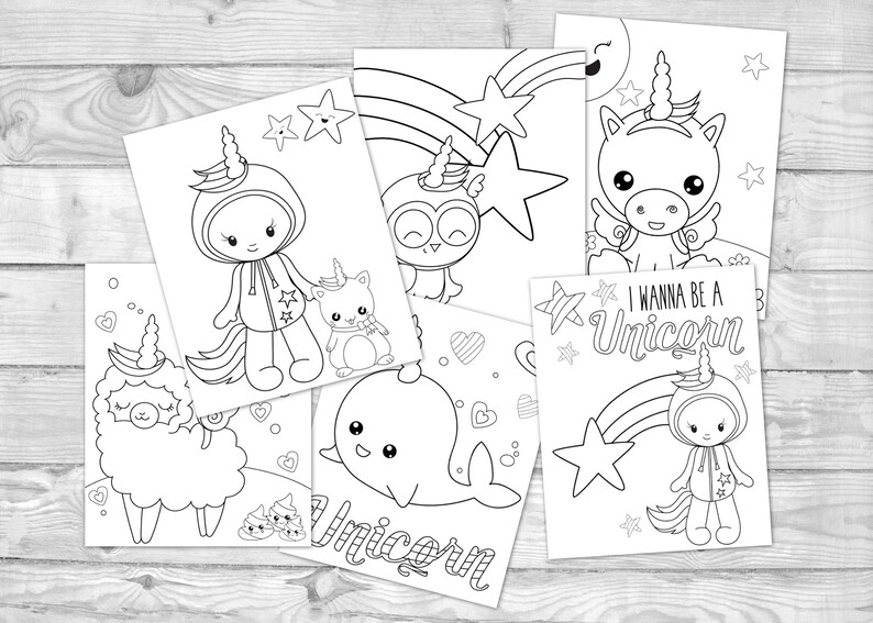 Printable Kawaii Unicorn Coloring Pages for Kids, Unicorn Activity ...