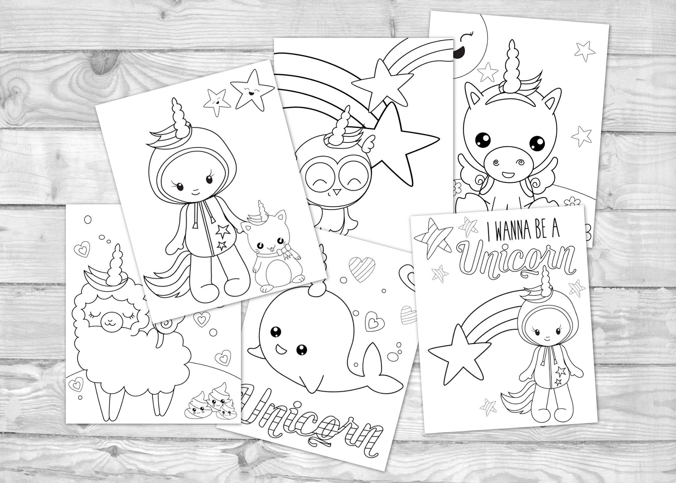 Printable Kawaii Unicorn Coloring Pages for Kids, Unicorn Activity ...