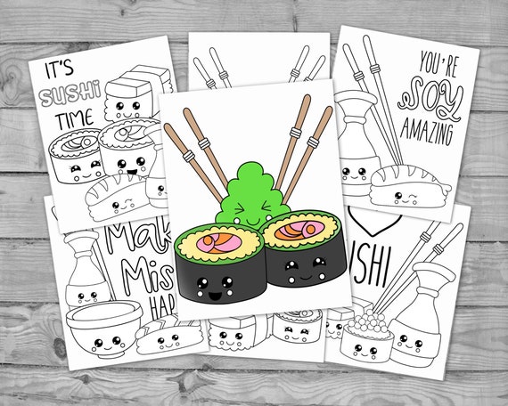 Printable Kawaii Coloring for Kids Kawaii Sushi Activity