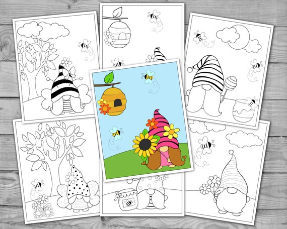 Printable Bumble Bee Gnome Coloring Pages for Kids Gnome