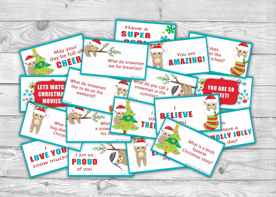 Printable Christmas Sloth Lunch Notes Sloth Lunch Notes - Etsy