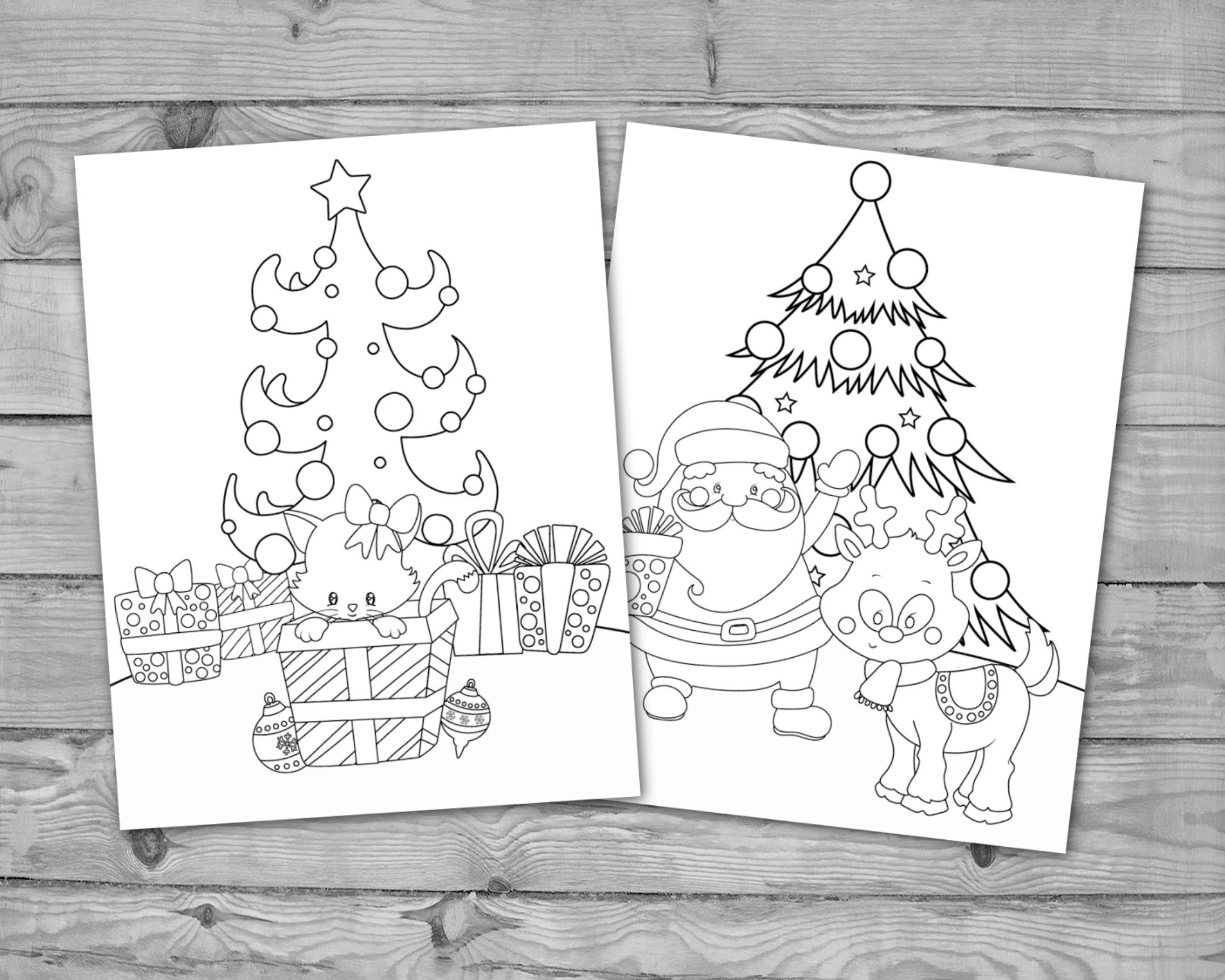 Printable Christmas Coloring for Kids Holiday Activity | Etsy