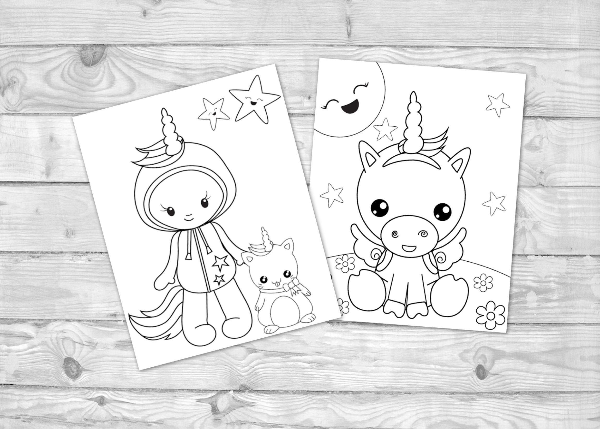 Printable Kawaii Unicorn Coloring Pages for Kids, Unicorn Activity ...