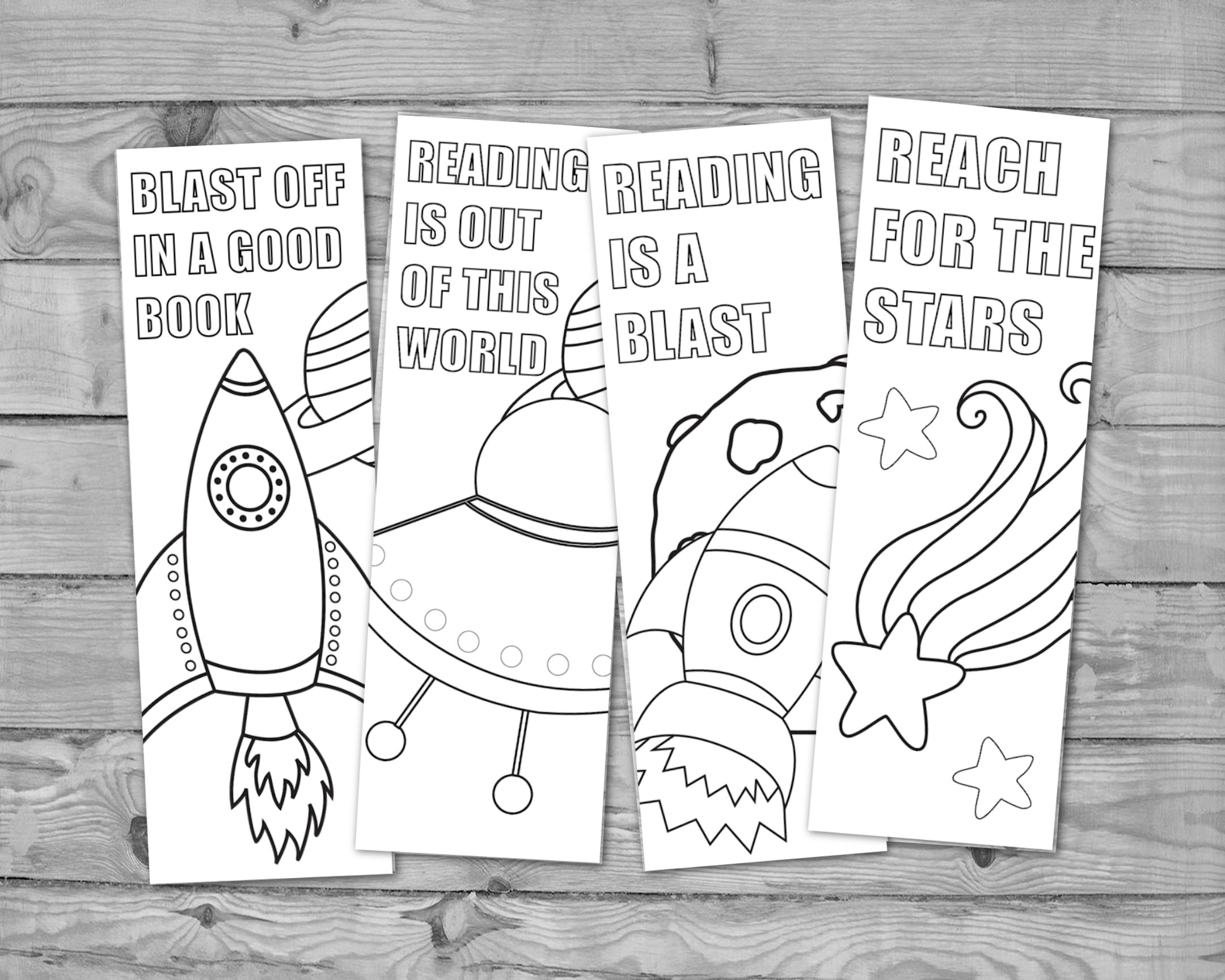 Printable Outer Space Coloring Bookmarks Etsy