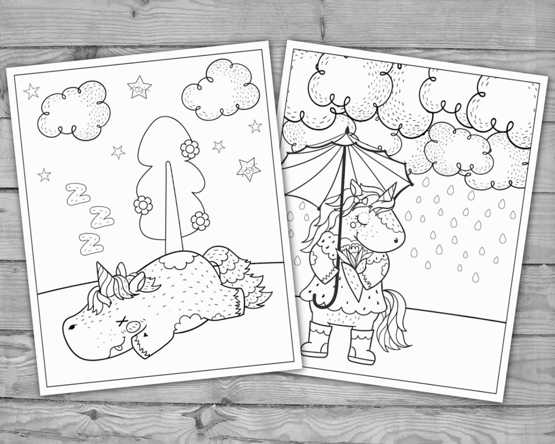 Printable Kawaii Unicorn Coloring Pages for Kids, Unicorn Activity ...