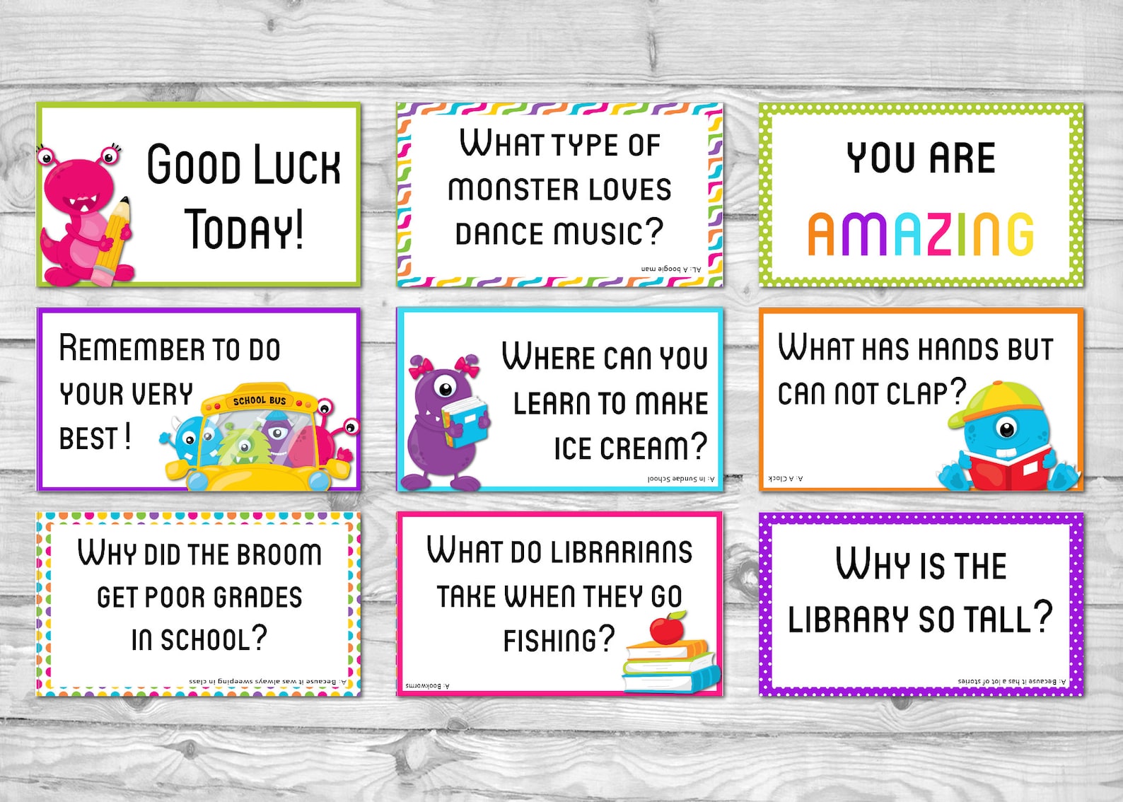 Printable Monster Lunch Box Notes, School Lunch Notes, Printable Kids Lunchbox Jokes - Etsy