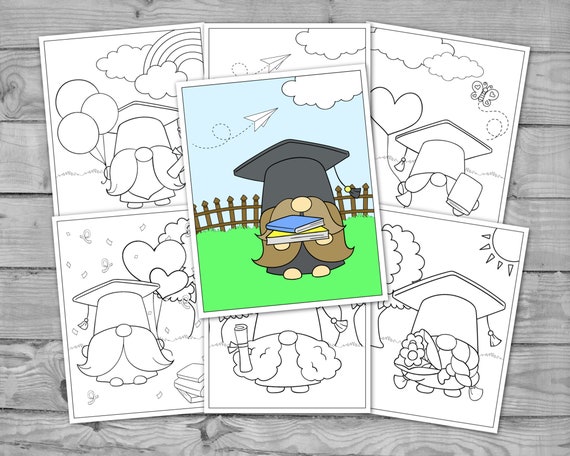 Printable Graduation Gnome Coloring for Kids Graduation